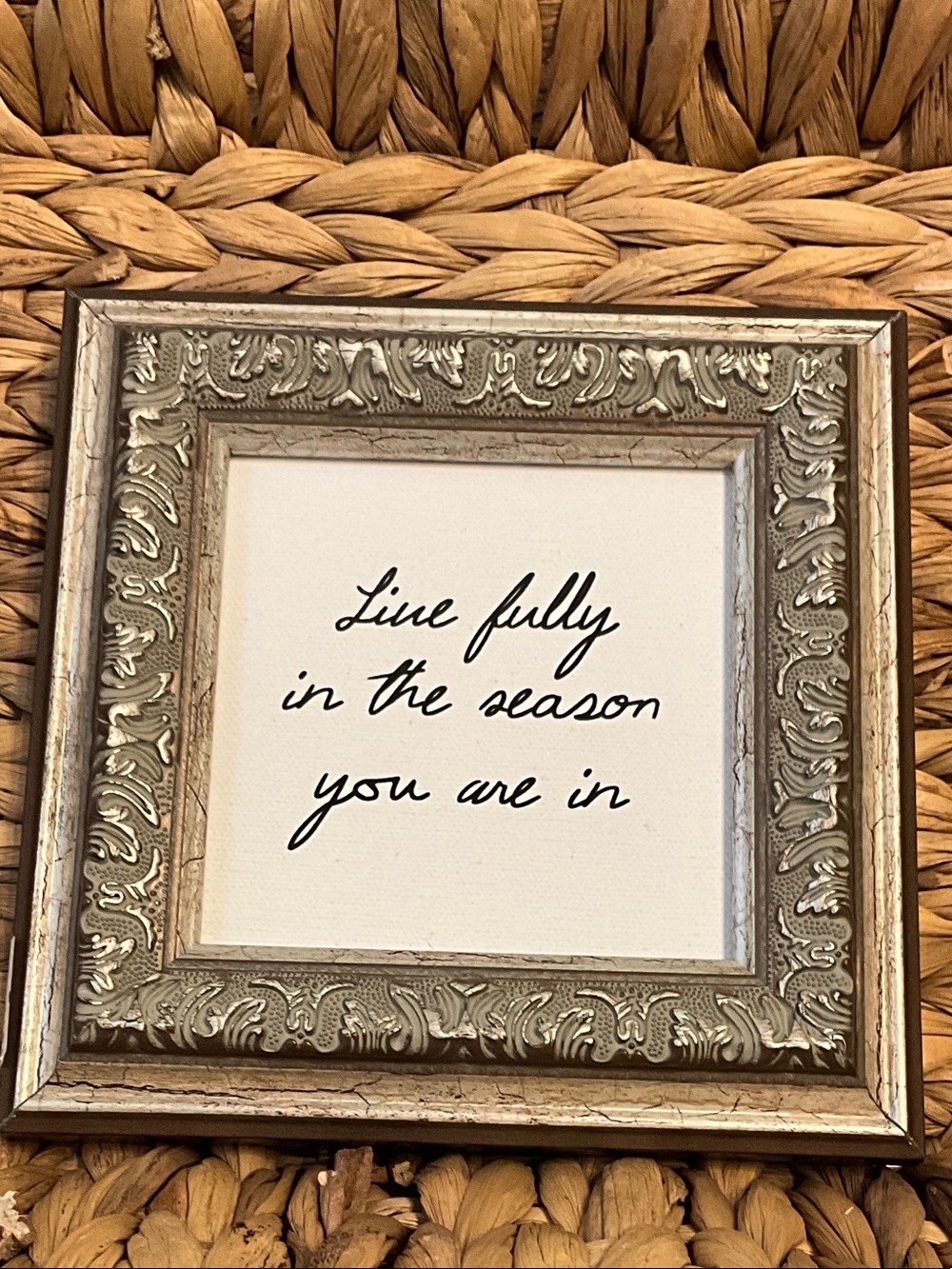 Live Fully In The Season You Are In Framed Wall Art - White & Silver